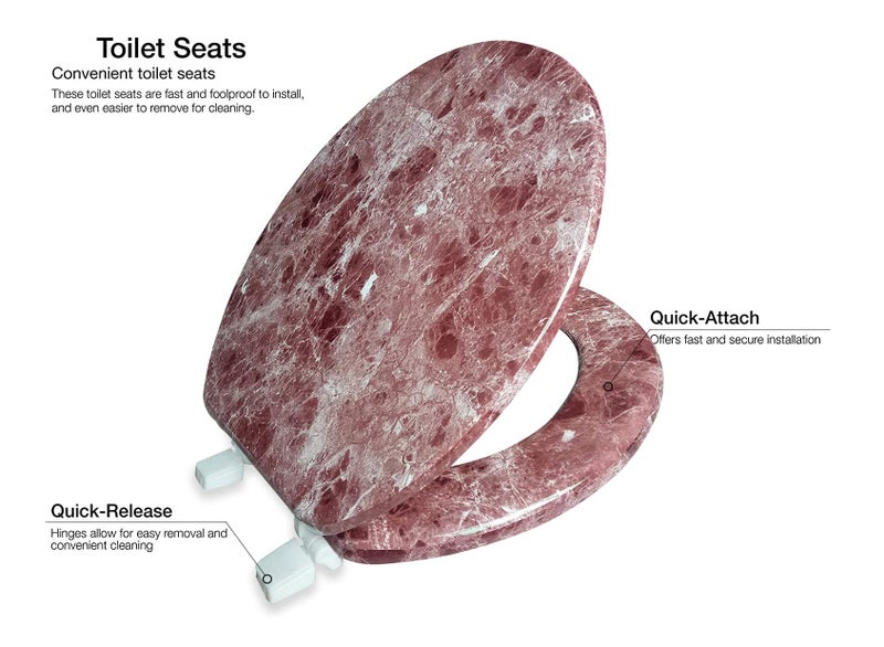 J&V Textiles Round Toilet Seat With Easy Clean & Change Hinge (Burgundy)* - Image 3
